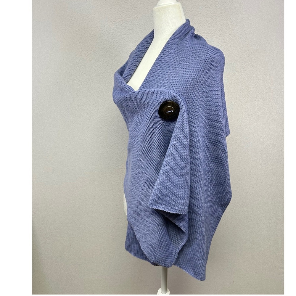 Cozycore Annoelle Enterprises Womens OS Periwinkle Blue Button Knit Shawl Wrap